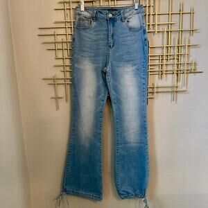 SHEIN Light Wash High Rise Flare Tie Hem Jeans Size 30